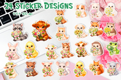 Spring Coquette Floral Animals Bundle | Printable Stickers Product Image 1