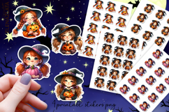 Halloween witch Stickers, neon cute witch pumpkin Stickers Product Image 1