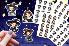 Halloween witch Stickers, neon cute witch pumpkin Stickers Product Image 1