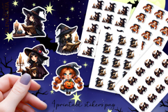 Halloween witch Stickers, neon cute witch pumpkin Stickers Product Image 1