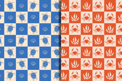 Sea Life Checkerboard Seamless Patterns &amp; Digital Papers Product Image 4