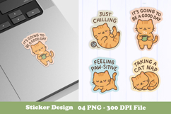 Cat Mood Sticker | Cute Kitty &amp; Positive Vibes PNG Designs Product Image 1
