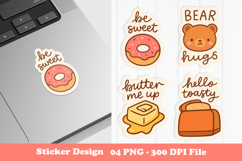 Sweet Breakfast Sticker | Donut, Toast &amp; Butter Themed PNG Product Image 1