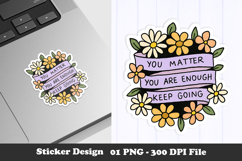 Positive Affirmation Floral Sticker | Motivational Quote PNG Product Image 1