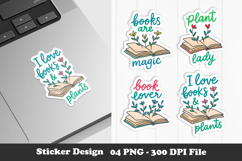 Book and Plant Lover Sticker I Love Books &amp; Plants Aesthetic Product Image 1