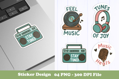 Music Lover Sticker | Retro Audio &amp; Melody Themed PNG Product Image 1