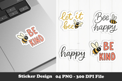 Bee Kind Sticker Set Cute Bee Positive Quote PNGs Product Image 1