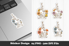 Science Meets Nature Sticker Floral Microscope PNG Designs Product Image 1