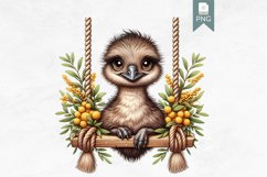 Cute Emu On Swing, Aussie Animal PNG Product Image 1