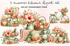 Summer Hibiscus Clipart PNG Product Image 1