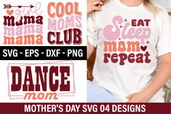 Mother's Day SVG Design - Eat sleep mom repeat Product Image 1