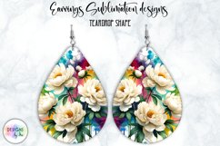 Peony Earrings Sublimation | Watercolour Peonies | Teardrop Product Image 1