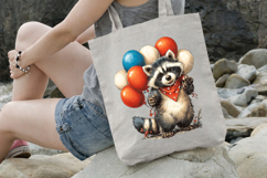 4 th of July Balloon Raccoon Clipart Product Image 2
