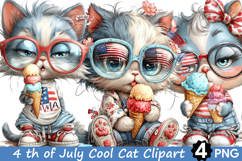 4 th of July Cool Cat Clipart Product Image 1