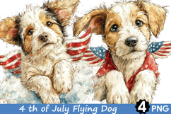 4 th of July Flying Dog Clipart Product Image 1
