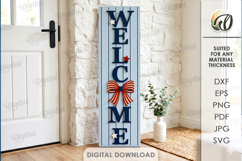 4Th Of July Vertical Door Sign Laser Cut. Welcome SIgn SVG Product Image 1