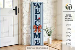 4Th Of July Vertical Door Sign Laser Cut. Welcome SIgn SVG Product Image 1