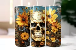 Vintage Scull with Flowers Tumbler Wrap | Halloween Tumbler Product Image 2