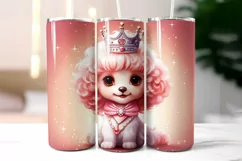 Puppy Princess Tumbler Wrap Sublimation | Pink Poodle PNG Product Image 2