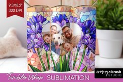 Stained Glass Photo Tumbler PNG - Flowers Picture Tumbler Product Image 1