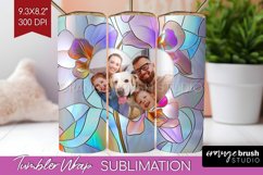 Stained Glass Photo Tumbler PNG - Flowers Picture Tumbler Product Image 1