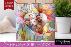 Stained Glass Photo Tumbler PNG - Flowers Picture Tumbler Product Image 1