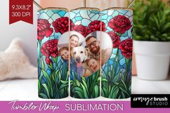 Stained Glass Photo Tumbler PNG - Flowers Picture Tumbler Product Image 1