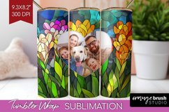 Stained Glass Photo Tumbler PNG - Flowers Picture Tumbler Product Image 1