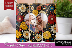 Retro Flowers Photo Tumbler PNG - Floral Picture Tumbler Product Image 1