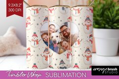 Christmas Photo Tumbler PNG - Snowman Picture Tumbler Wrap Product Image 1