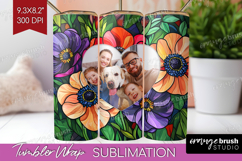 Stained Glass Photo Tumbler PNG - Flowers Picture Tumbler Product Image 1