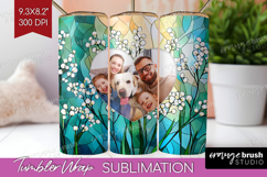 Stained Glass Photo Tumbler PNG - Flowers Picture Tumbler Product Image 1