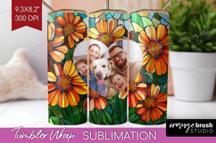 Stained Glass Photo Tumbler PNG - Flowers Picture Tumbler Product Image 1