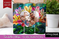 Stained Glass Photo Tumbler PNG - Flowers Picture Tumbler Product Image 1