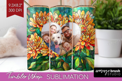 Stained Glass Photo Tumbler PNG - Flowers Picture Tumbler Product Image 1