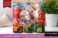 Stained Glass Photo Tumbler PNG - Flowers Picture Tumbler Product Image 1