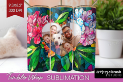Stained Glass Photo Tumbler PNG - Flowers Picture Tumbler Product Image 1