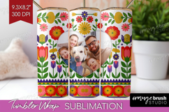 Folk Flowers Photo Tumbler PNG - Floral Picture Tumbler Wrap Product Image 1