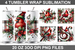 Christmas Cardinal Tumbler Sublimation ,20 oz Tumbler Wrap Product Image 1