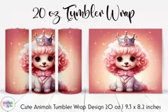 Puppy Princess Tumbler Wrap Sublimation | Pink Poodle PNG Product Image 1