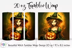 Halloween Witch Tumbler Wrap | Fantasy Beautiful Witch Print Product Image 1