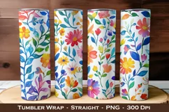 Watercolor Rainbow Floral Tumbler Wraps | 20 oz tumbler wrap Product Image 1