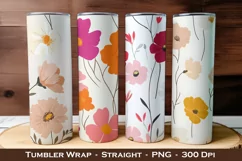 4 Cosmos Flower Tumbler Wrap, 20 oz tumbler wrap Product Image 1