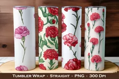 4 Carnation Flower Tumbler Wrap, 20 oz tumbler wrap Product Image 1