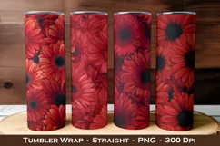 Red Gerberas Flower Tumbler Wrap | 20 oz tumbler wrap Product Image 1