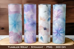 Watercolor Pastel Flower Tumbler Wraps | 20 oz tumbler wrap Product Image 1