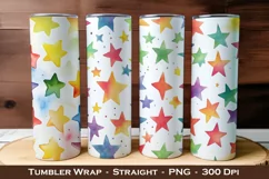 Watercolor Rainbow Stars Tumbler Wraps | 20 oz tumbler wrap Product Image 1
