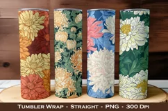 4 Chrysanthemum Flower Tumbler Wrap, 20 oz tumbler wrap Product Image 1