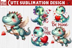 Cute Dino sublimation | Dinosaur clipart | Valentine&#039;s Day Product Image 1