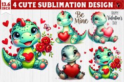 Cute Dino sublimation | Dinosaur clipart | Valentine&#039;s Day Product Image 1